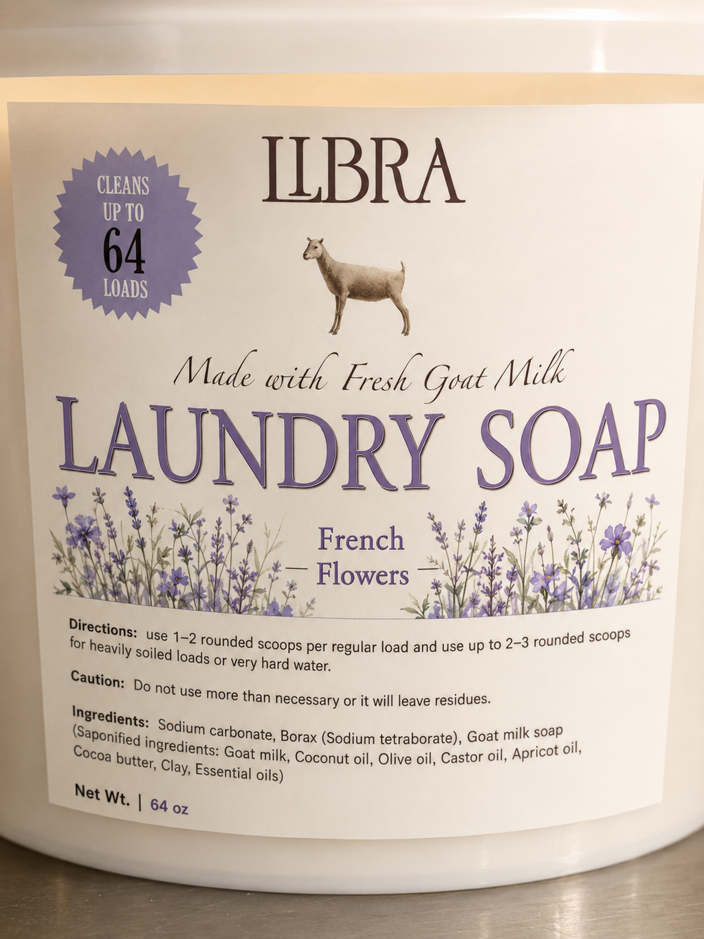 Goat Milk Laundry Soap - French Flowers - 64 oz - approximately 64 loads