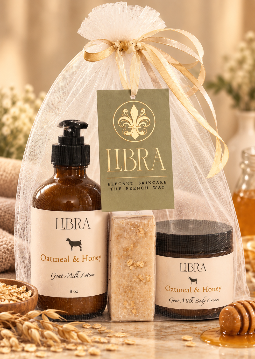 Soap, Lotion & Body Cream | Oatmeal & Honey Goat Milk Gift Set