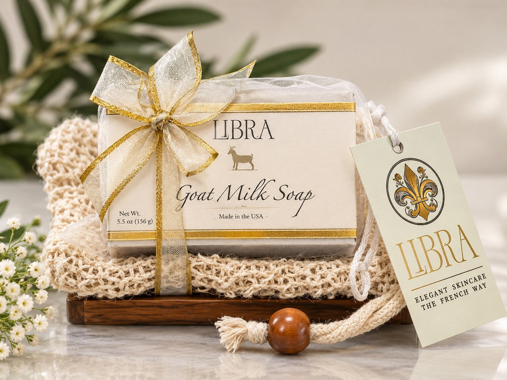 Goat Milk Soap on an Elegant Wooden Tray | Oatmeal & Honey Gift Set